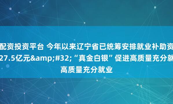 配资投资平台 今年以来辽宁省已统筹安排就业补助资金27.5亿元&#32;“真金白银”促进高质量充分就业